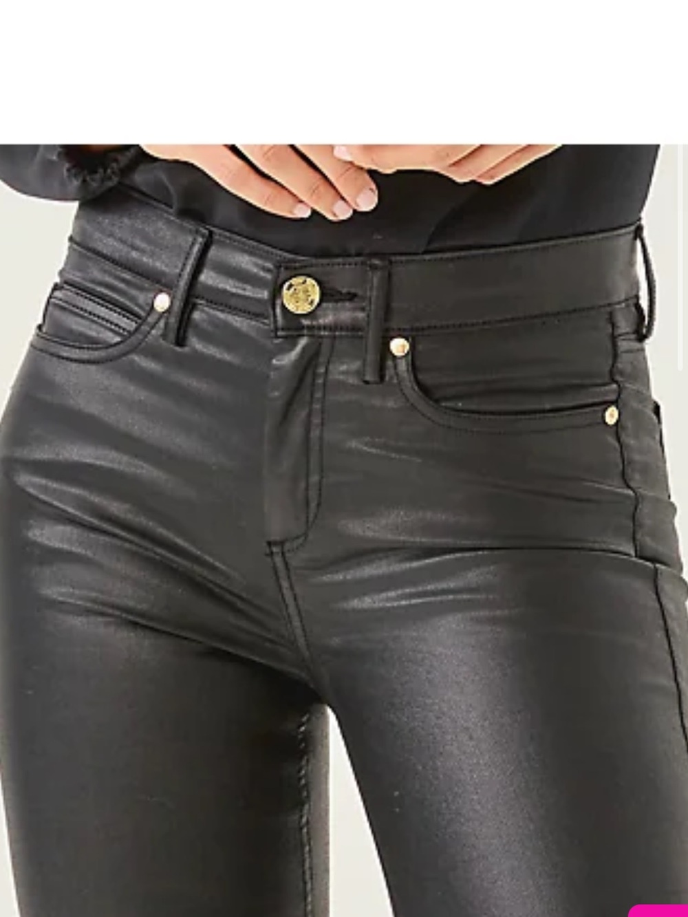 Lilly Pulitzer Black High-Rise Coated Skinny Jeans